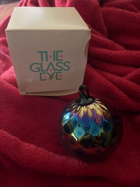 Glass Eye Iridescent Blue-Purple Glass Ornament
